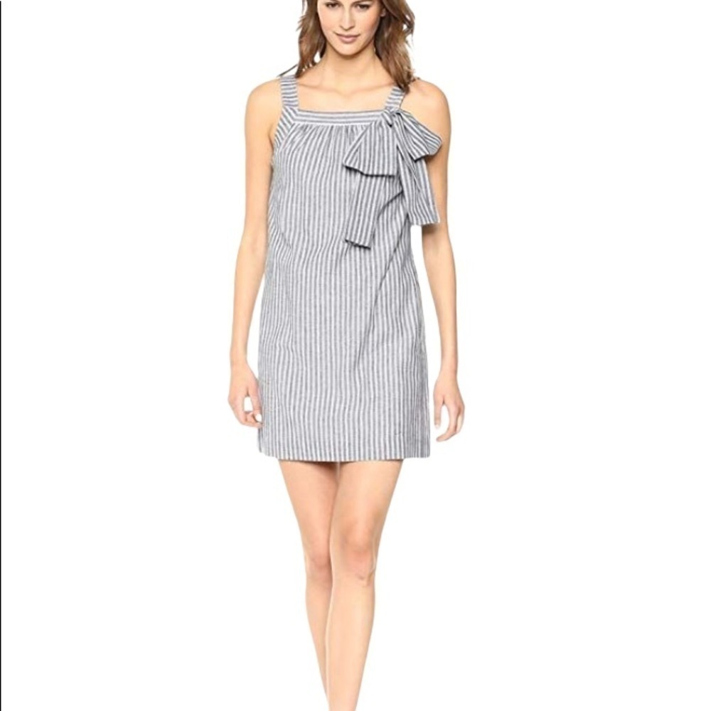 TRINA TURK NWT Striped Santa Barbara Bow Detail Dress Size 8 in Blue and White